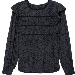 Rails Kadi Smocked Ruffled Charcoal Large Blouse